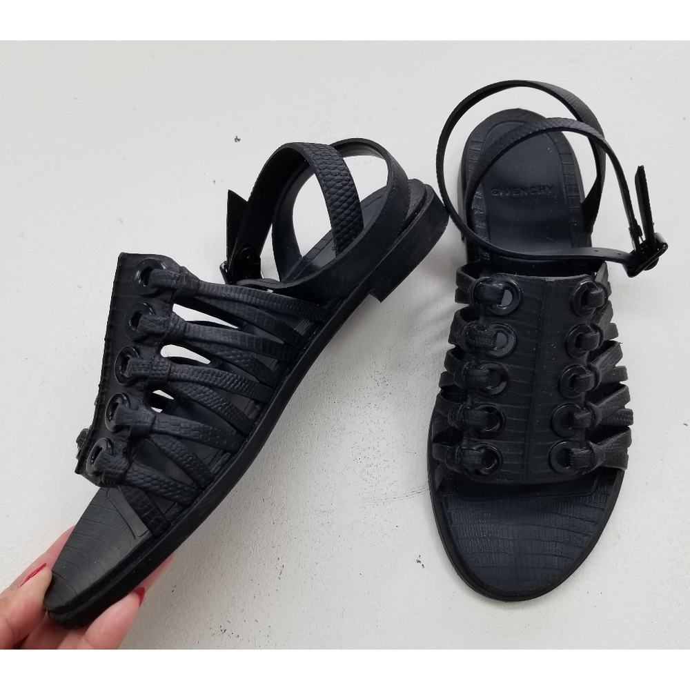 Givenchy Croc Embossed Rubber Laced Sandals